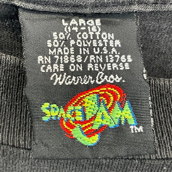 Space Jam Long Sleeve Tune Squad Graphic Tee L Black Cotton/Polyester Warner Bro - Picture 3 of 7